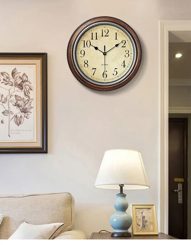 Classic Wooden Wall Clock 12 Inch Silent Quartz Design