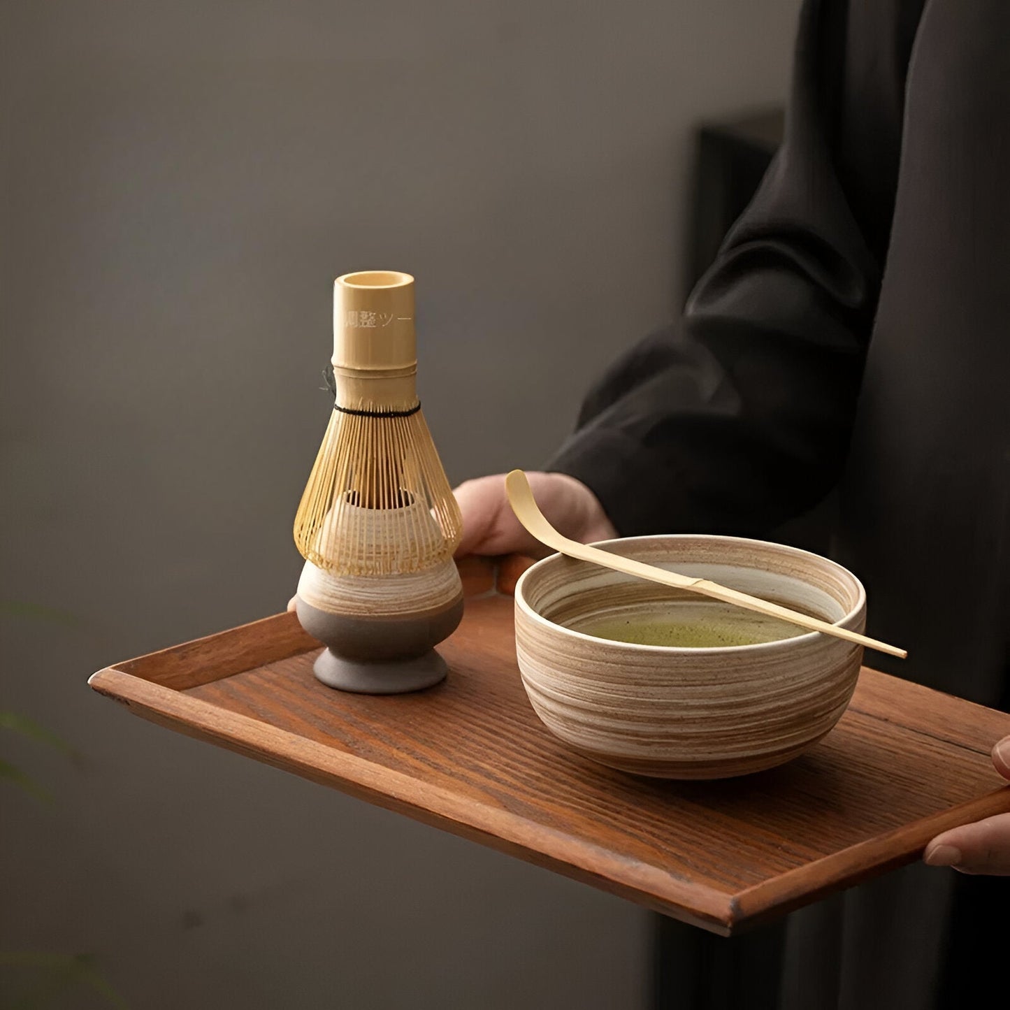4-Piece Authentic Matcha Tea Set with Bamboo Whisk and Bowl