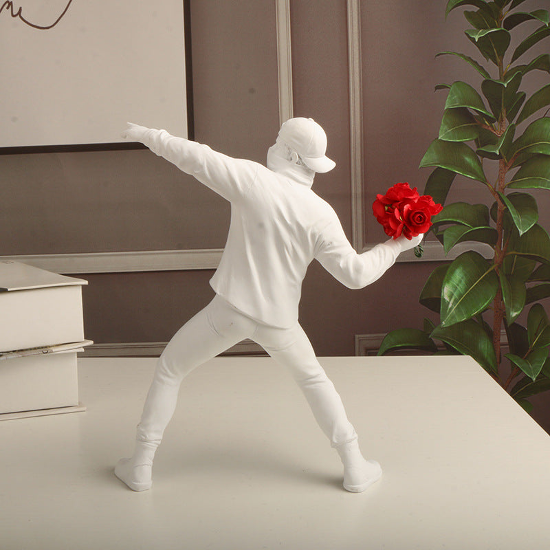 Banksy Flower Rioter Resin Art Decor