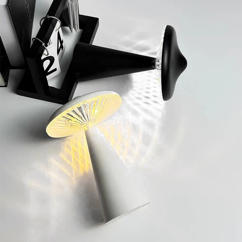 LED Mushroom Table Lamp with Touch-Dim and USB Rechargeable Function