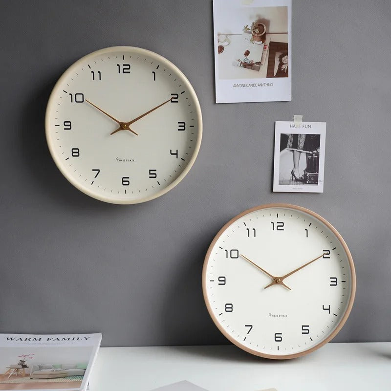 Minimalist Nordic Wall Clock in Metal and Wood