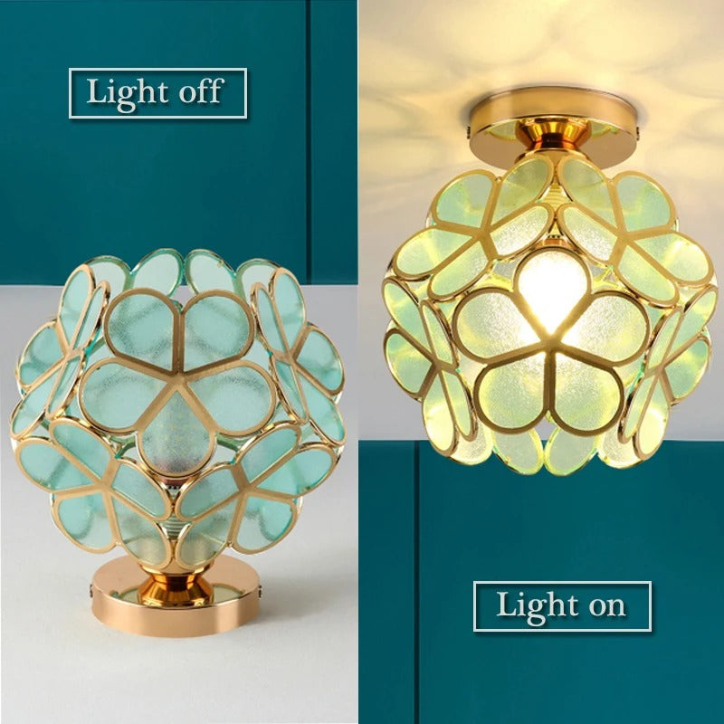 Flower Ball Ceiling Lamp with Gold Finish and Adjustable Light Color