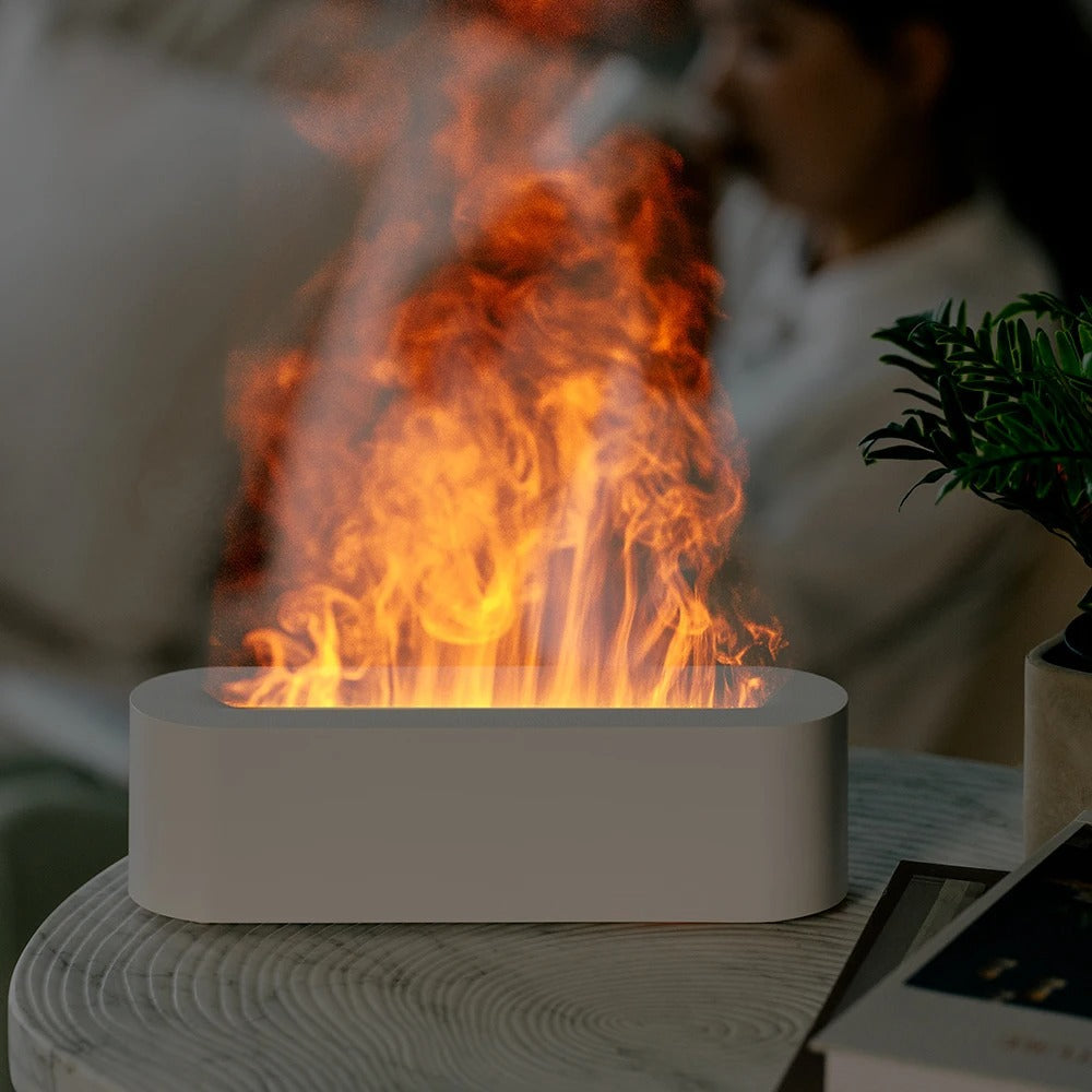 Fire Air Humidifier with Flickering Flame and Aroma Diffuser