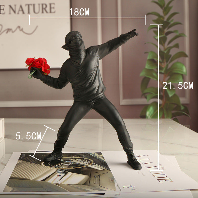 Banksy Flower Rioter Resin Art Decor