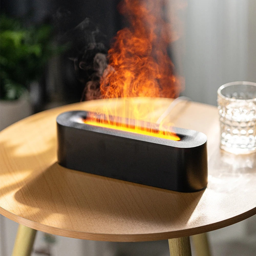 Fire Air Humidifier with Flickering Flame and Aroma Diffuser