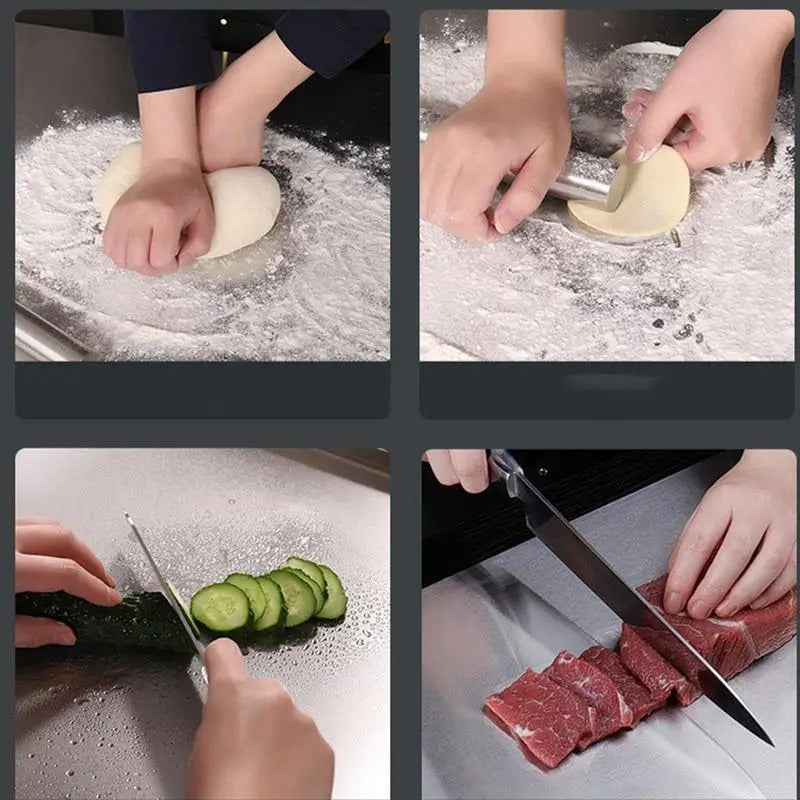 Stainless Steel Cutting Board with Lip for Pizza and Pastries