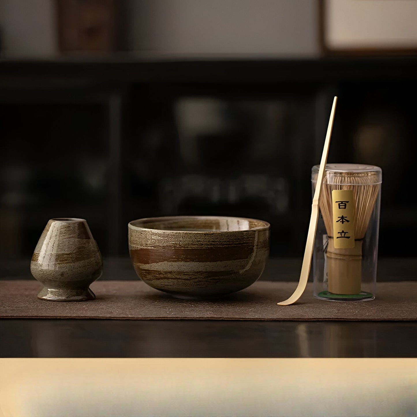 4-Piece Authentic Matcha Tea Set with Bamboo Whisk and Bowl