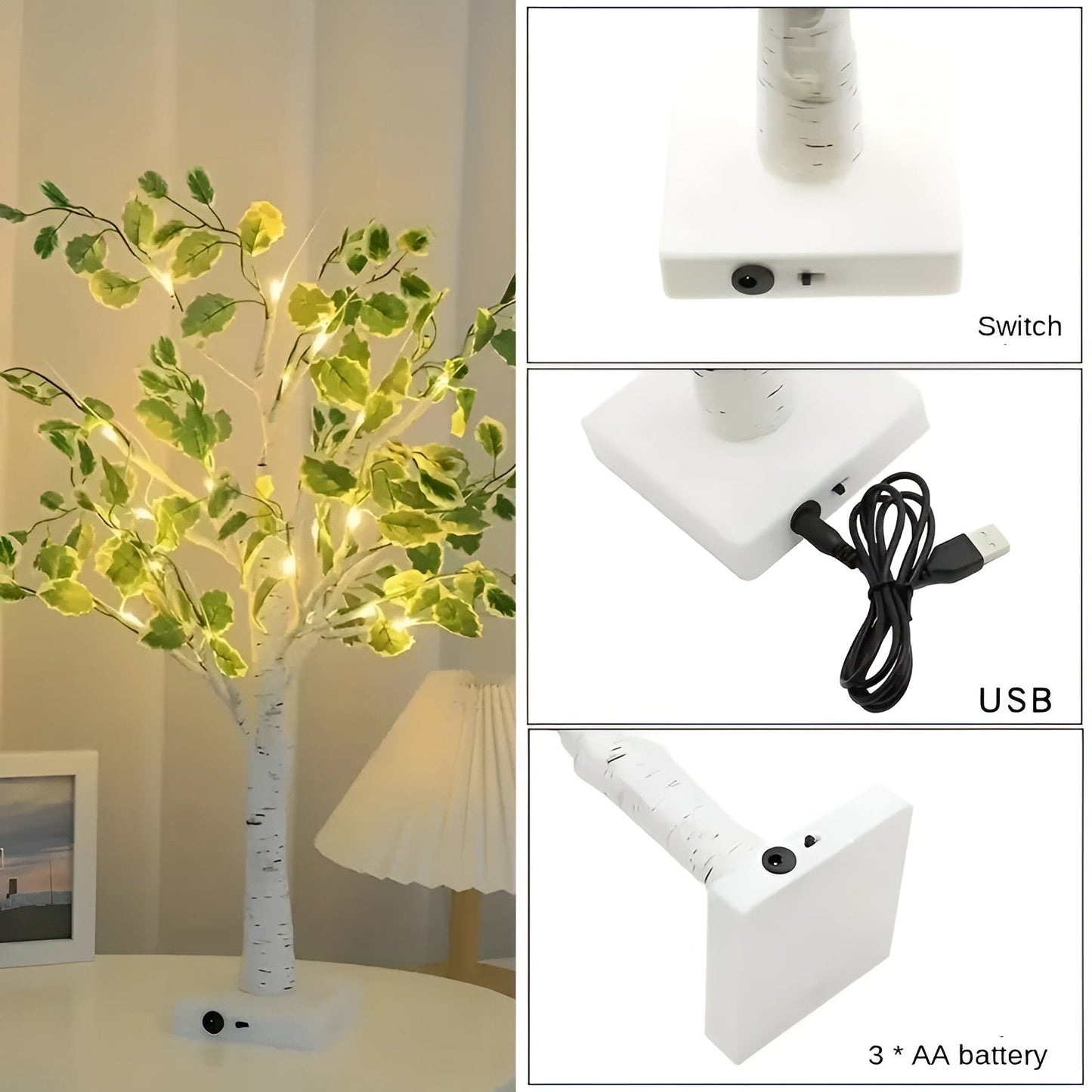 Elegant Tree Design Table Lamp with Warm LED Light