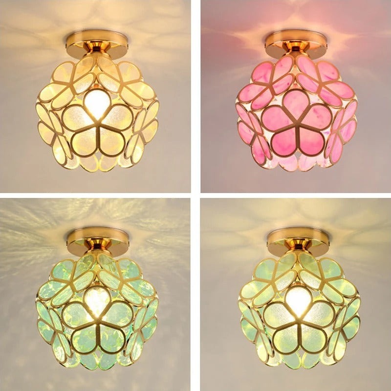 Flower Ball Ceiling Lamp with Gold Finish and Adjustable Light Color