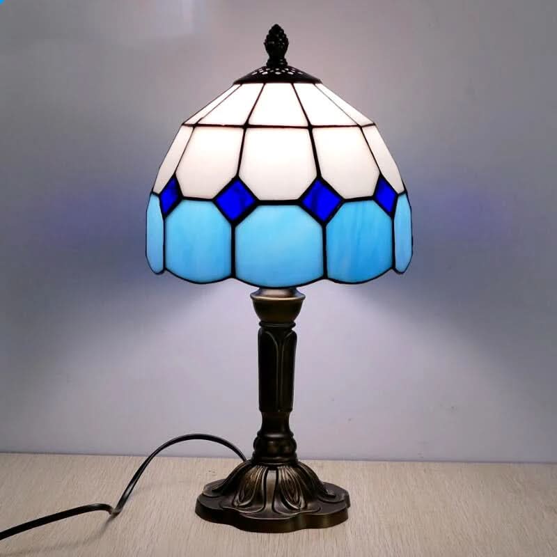 Retro Baroque Tiffany Glass LED Table Lamp 18 Inch