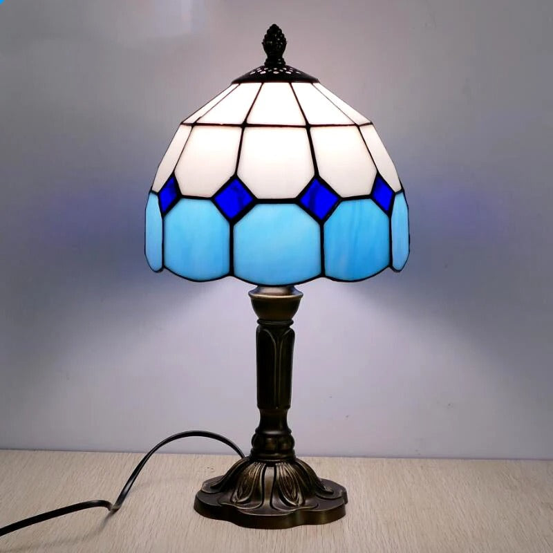 Vintage Tiffany Glass LED Table Lamp