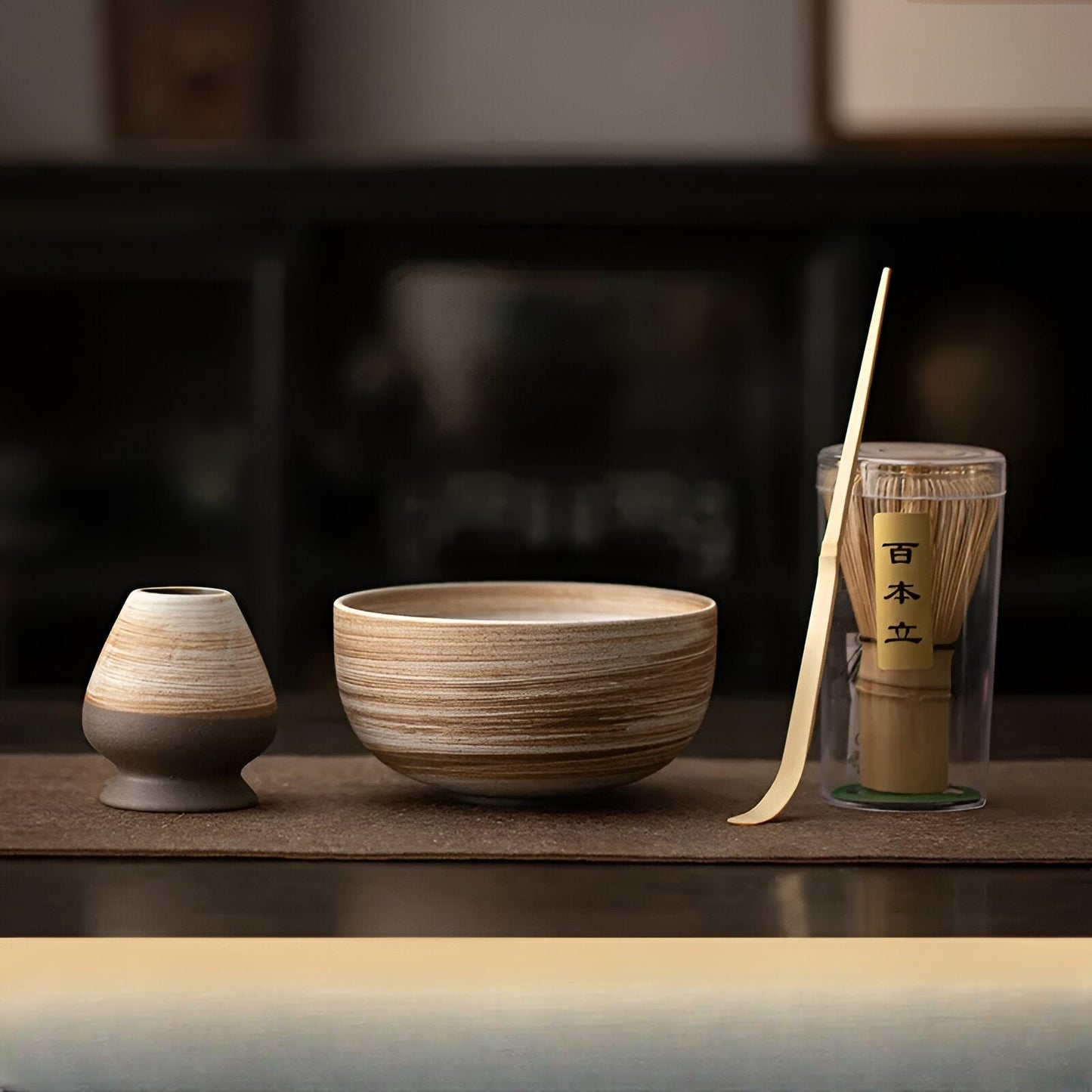 4-Piece Authentic Matcha Tea Set with Bamboo Whisk and Bowl