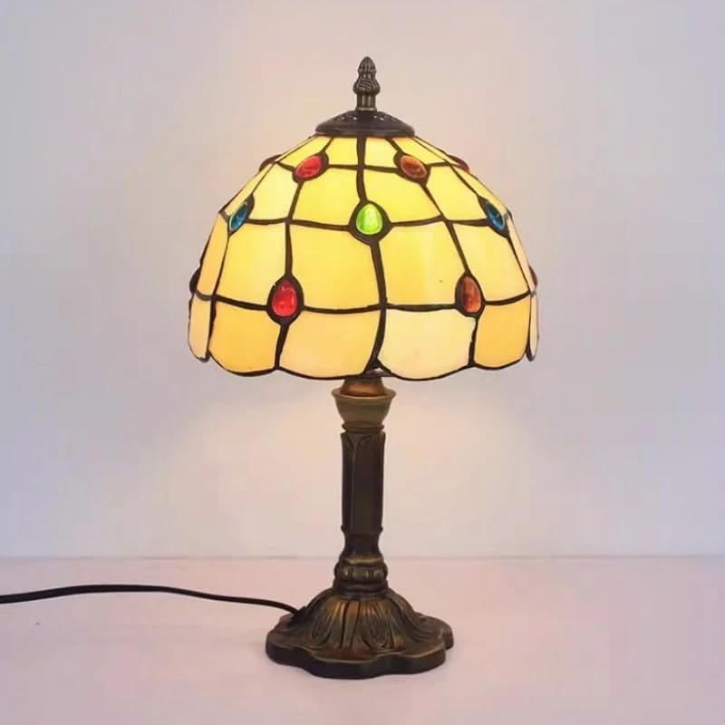 Retro Baroque Tiffany Glass LED Table Lamp 18 Inch
