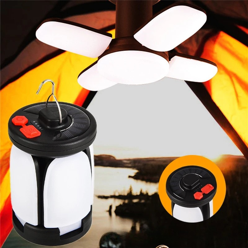 Solar USB Rechargeable Folding Leaf Camping Lantern