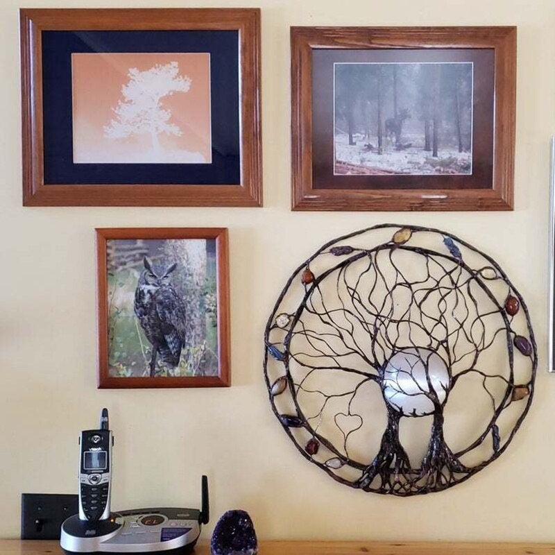 Tree of Life Wooden Wall Decor with Chakra Design