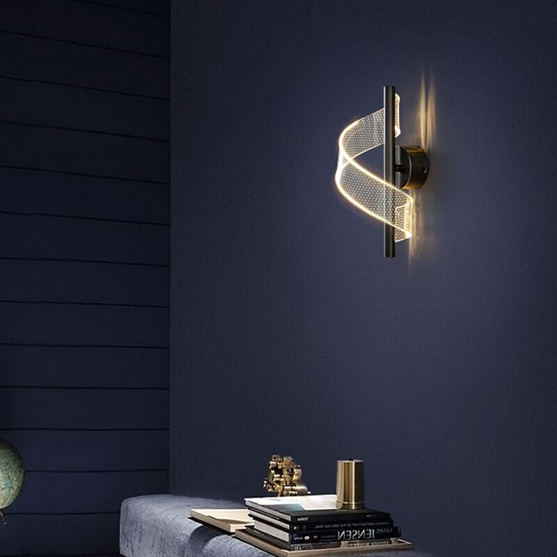 Modern Wavy LED Wall Lamp with Adjustable Light Colors