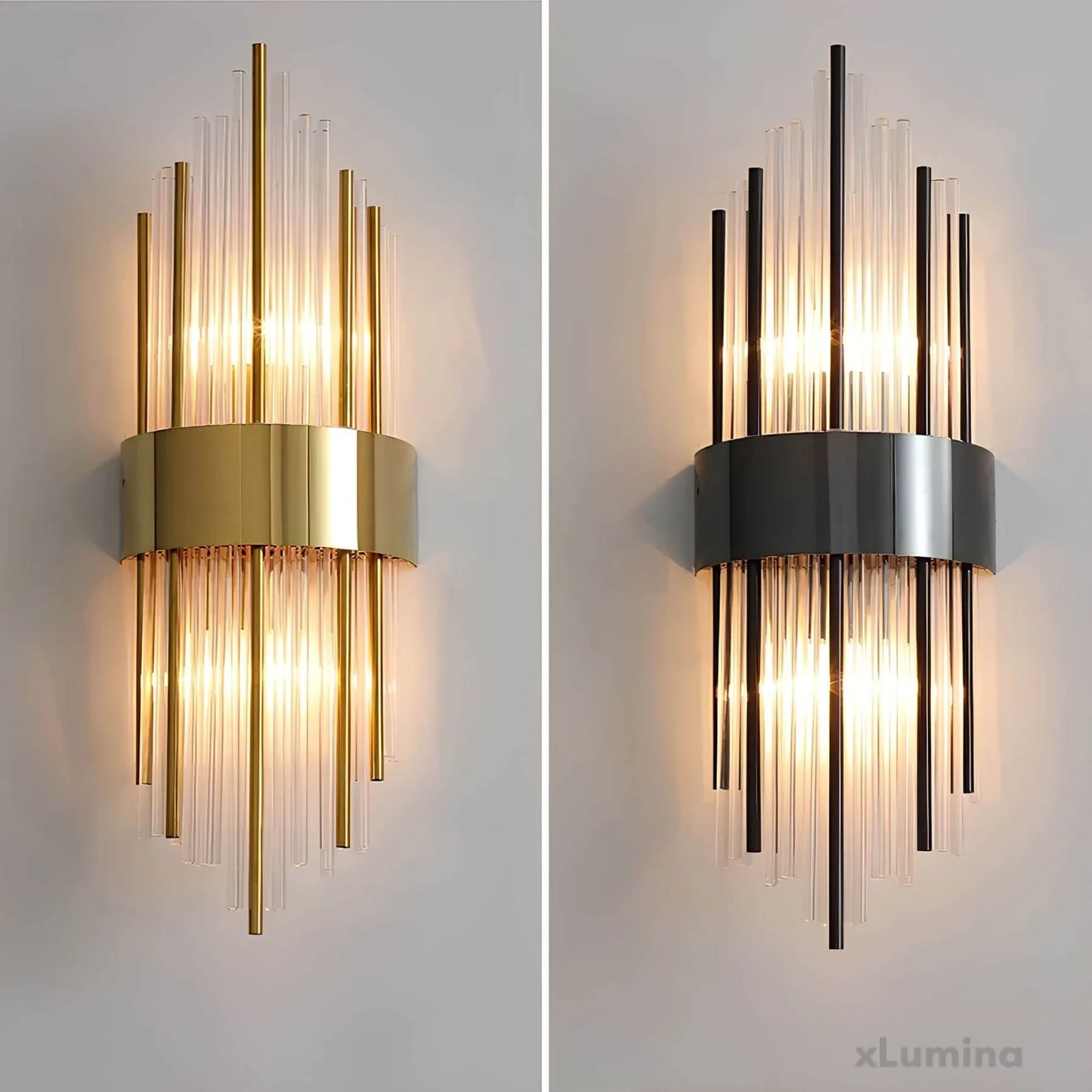 Crystal Wall Sconce with Stainless Steel Accent