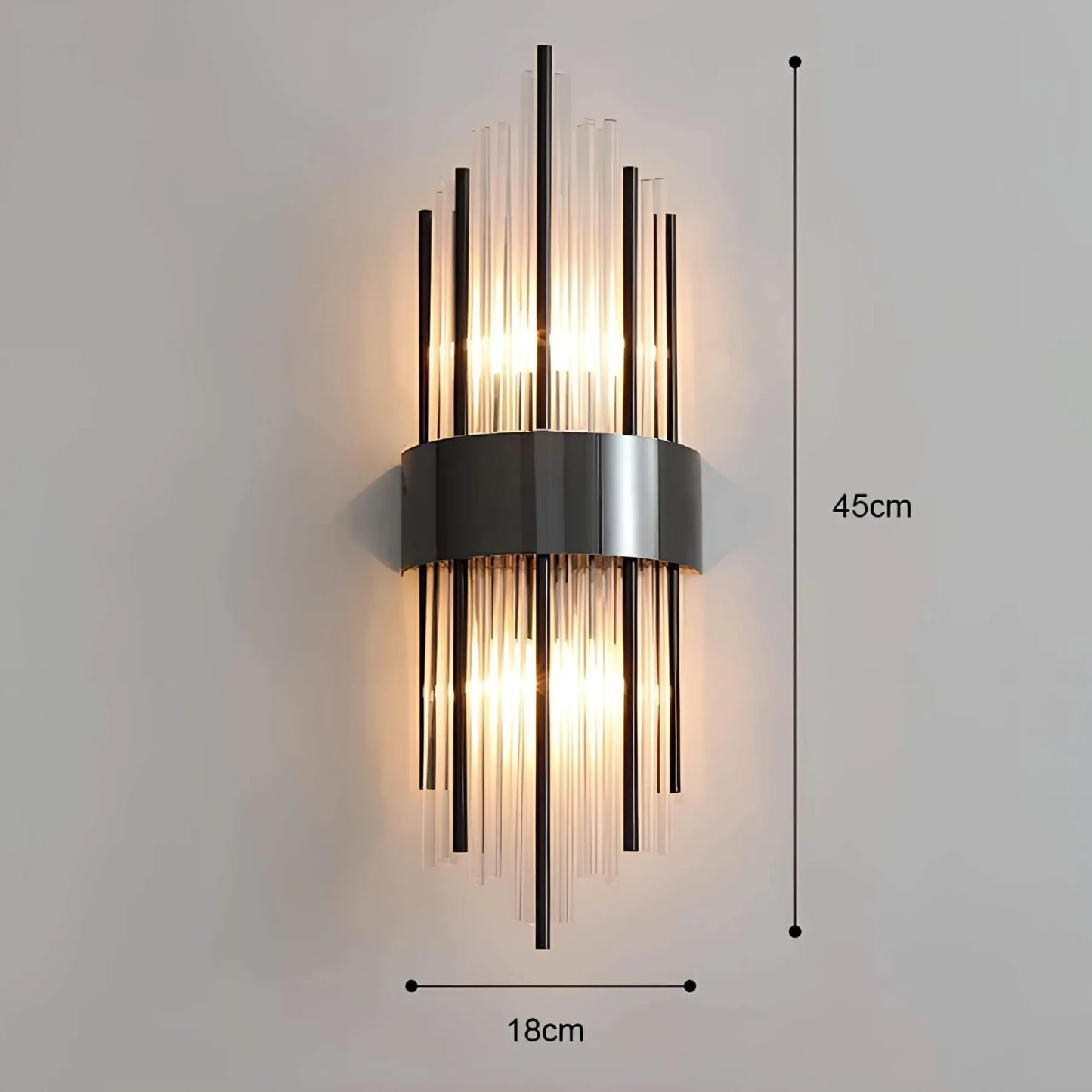 Crystal Wall Sconce with Stainless Steel Accent