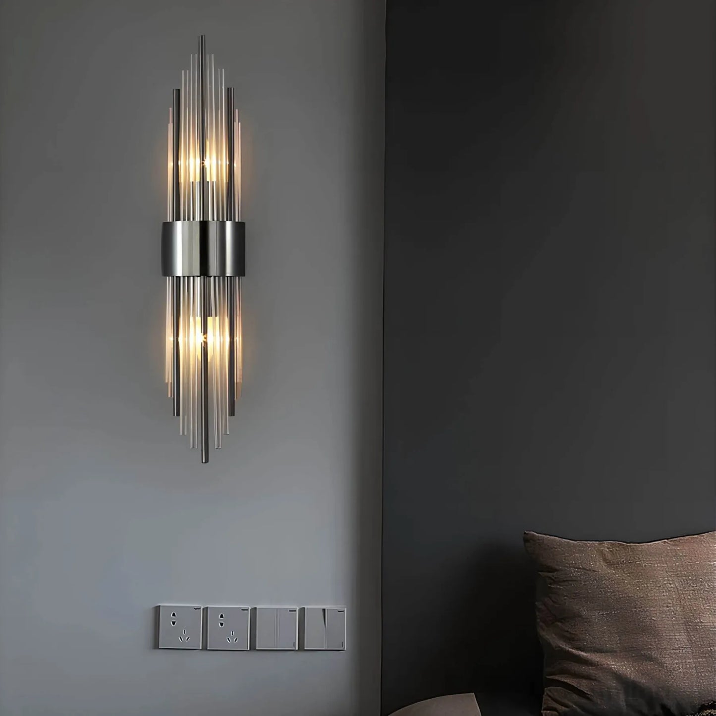 Crystal Wall Sconce with Stainless Steel Accent