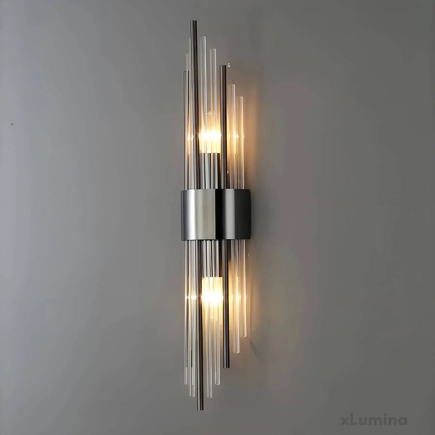 Crystal Wall Sconce with Stainless Steel Accent