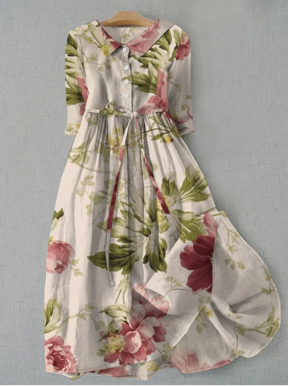 Floral Midi Dress with Flattering Fit and Elegant Details