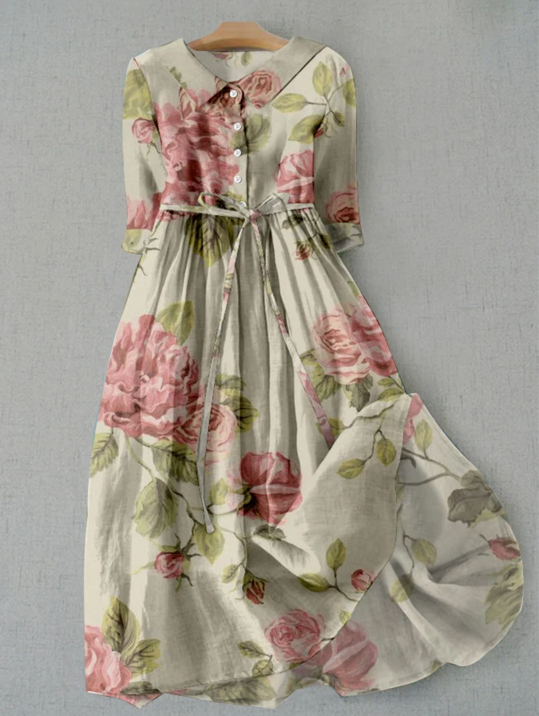 Floral Midi Dress with Flattering Fit and Elegant Details