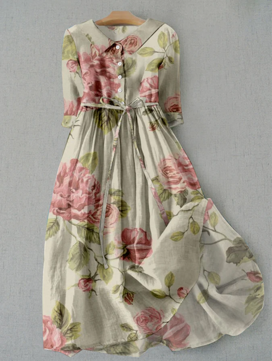 Floral Midi Dress with Flattering Fit and Elegant Details