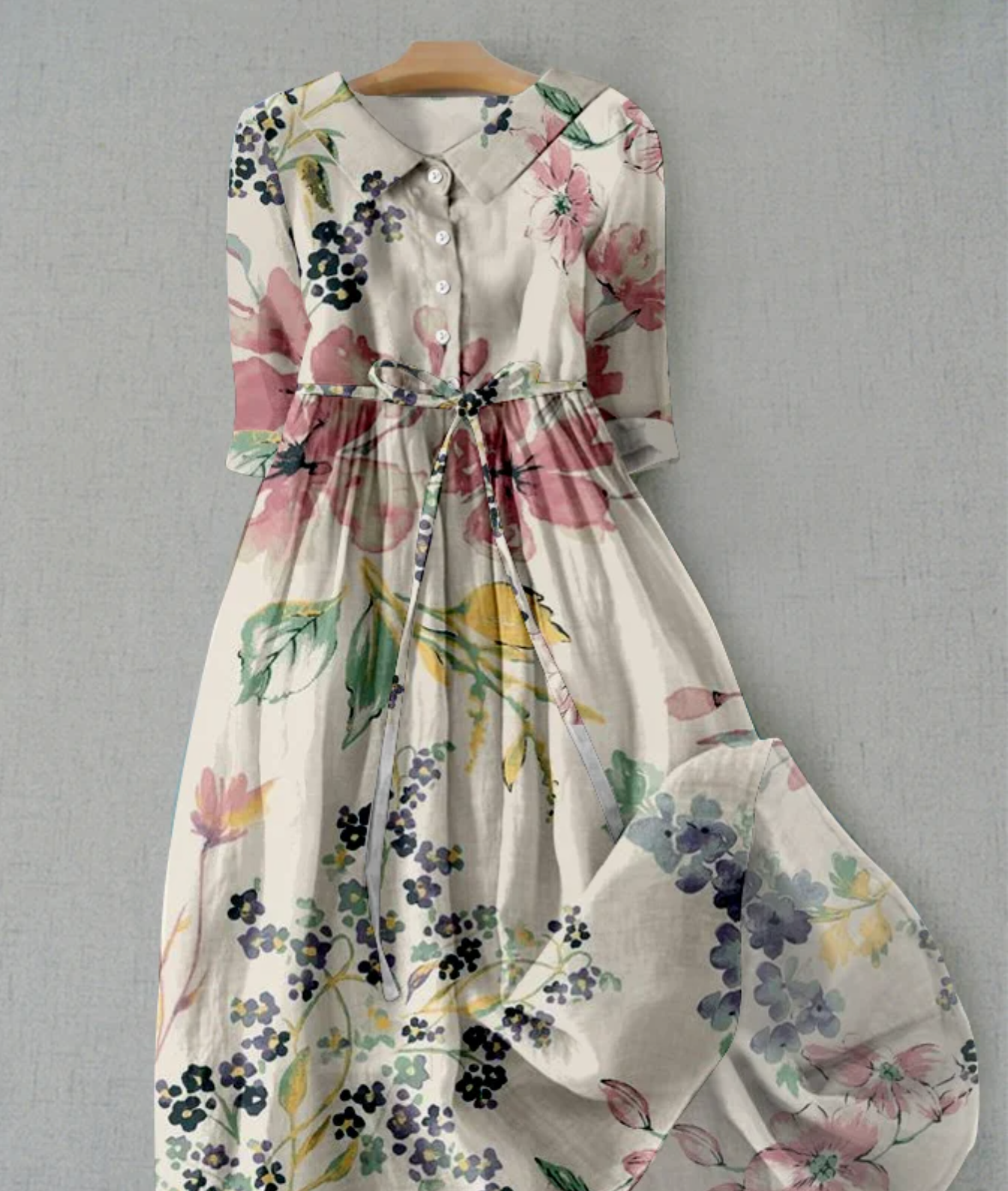 Floral Midi Dress with Flattering Fit and Elegant Details