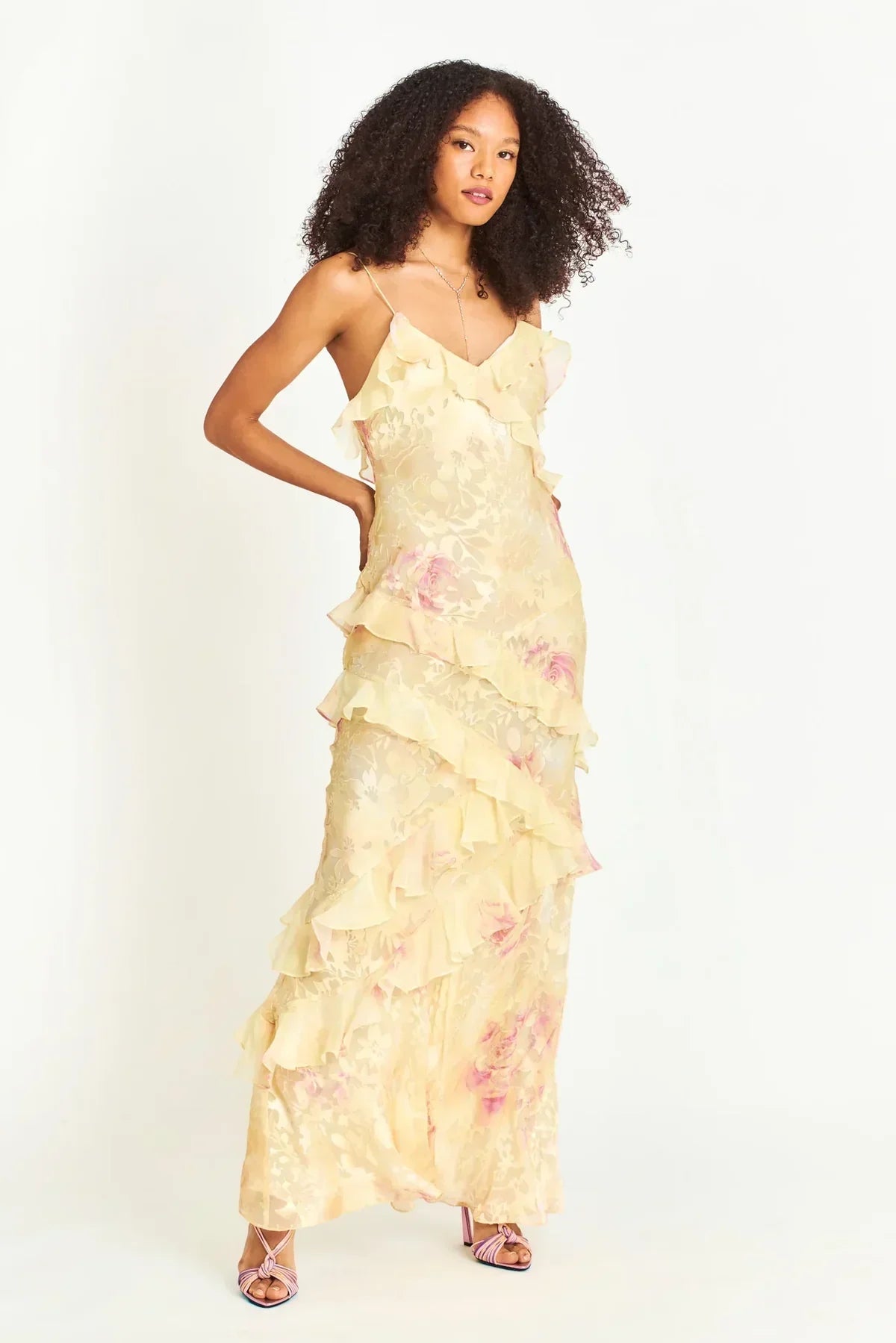 Ruffle Midi Dress with Airy Fit and Feminine Details