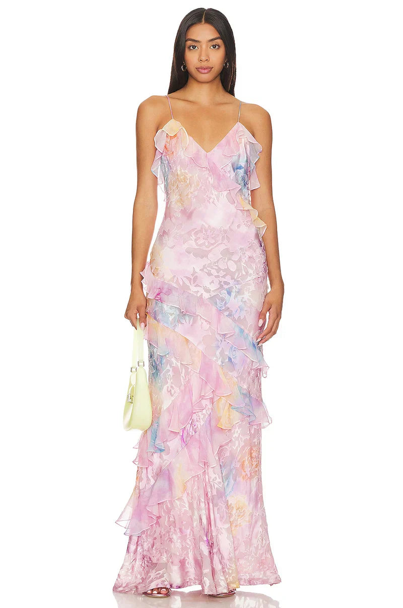 Ruffle Midi Dress with Airy Fit and Feminine Details