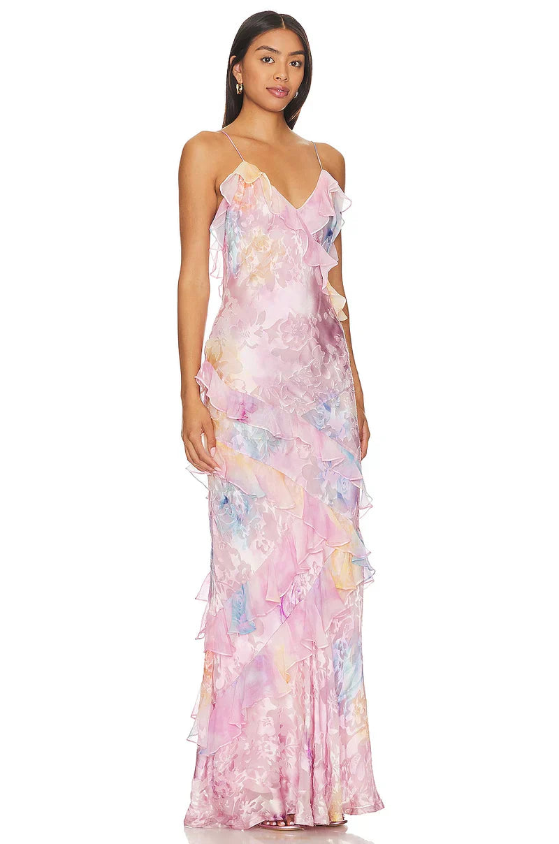 Ruffle Midi Dress with Airy Fit and Feminine Details