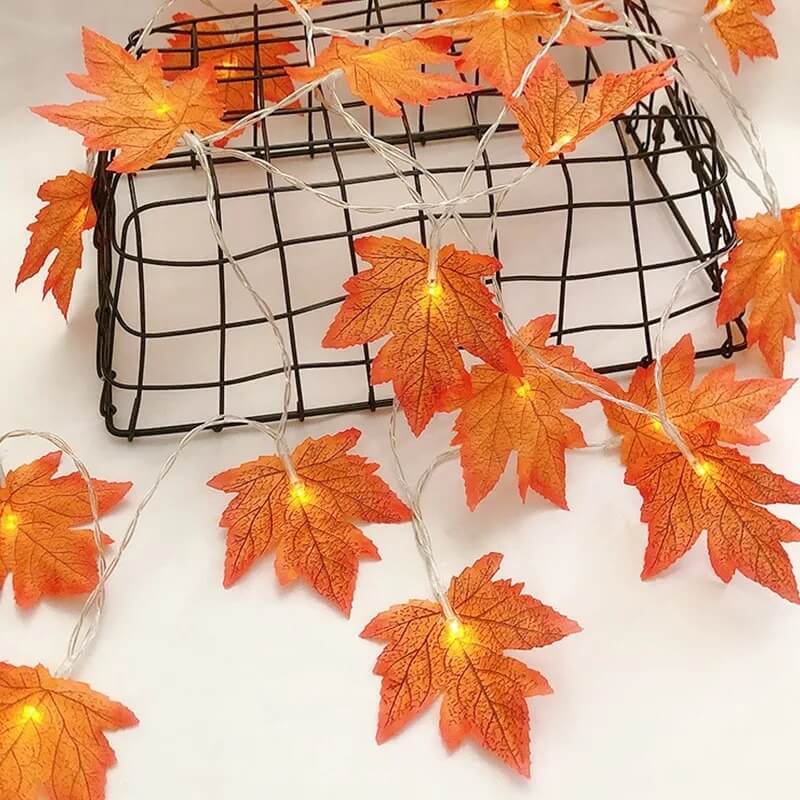 Battery-Operated LED Maple Leaves String Lights