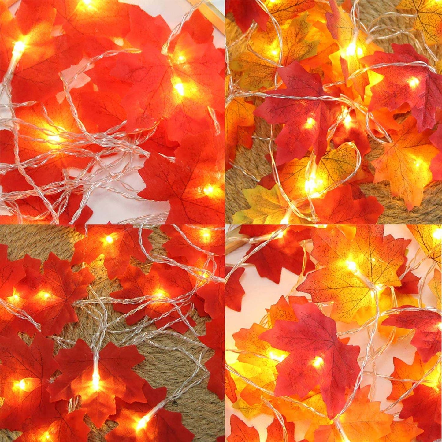 Battery-Operated LED Maple Leaves String Lights