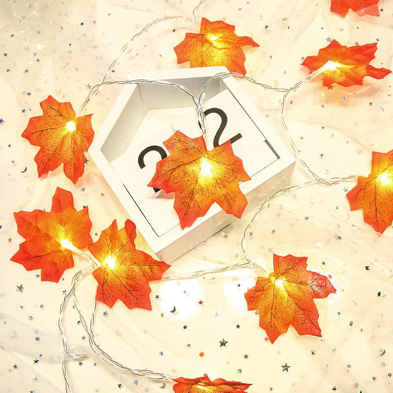Battery-Operated LED Maple Leaves String Lights
