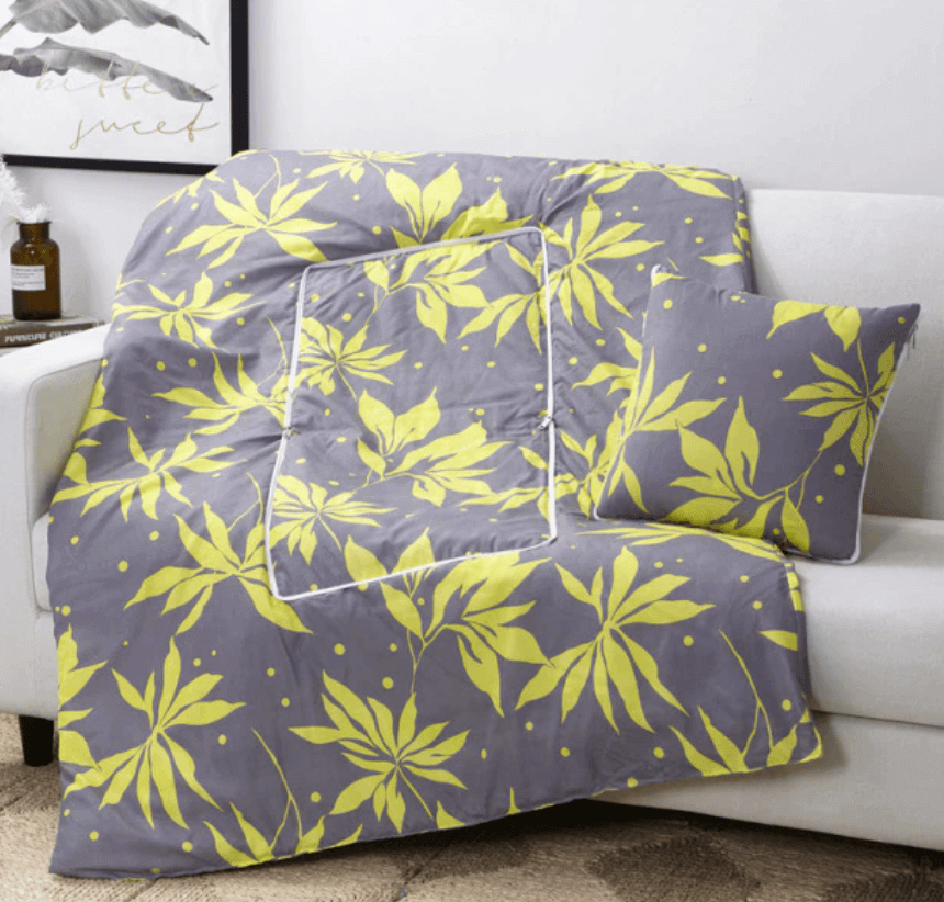 Colorful Cartoon Pillow Blanket 2-in-1 Travel Blanket