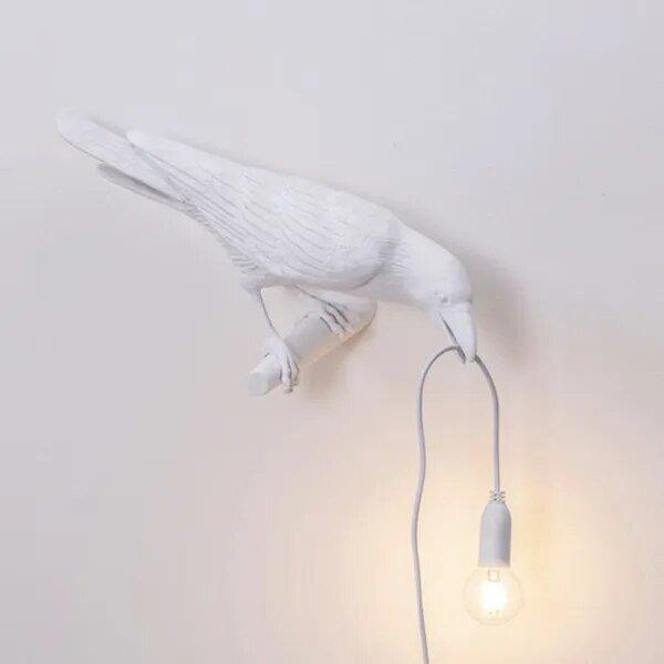 Crow Bird Table and Wall Lamp in Black or White Finish