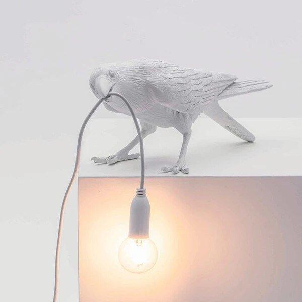 Crow Bird Table and Wall Lamp in Black or White Finish