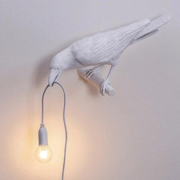 Crow Bird Table and Wall Lamp in Black or White Finish