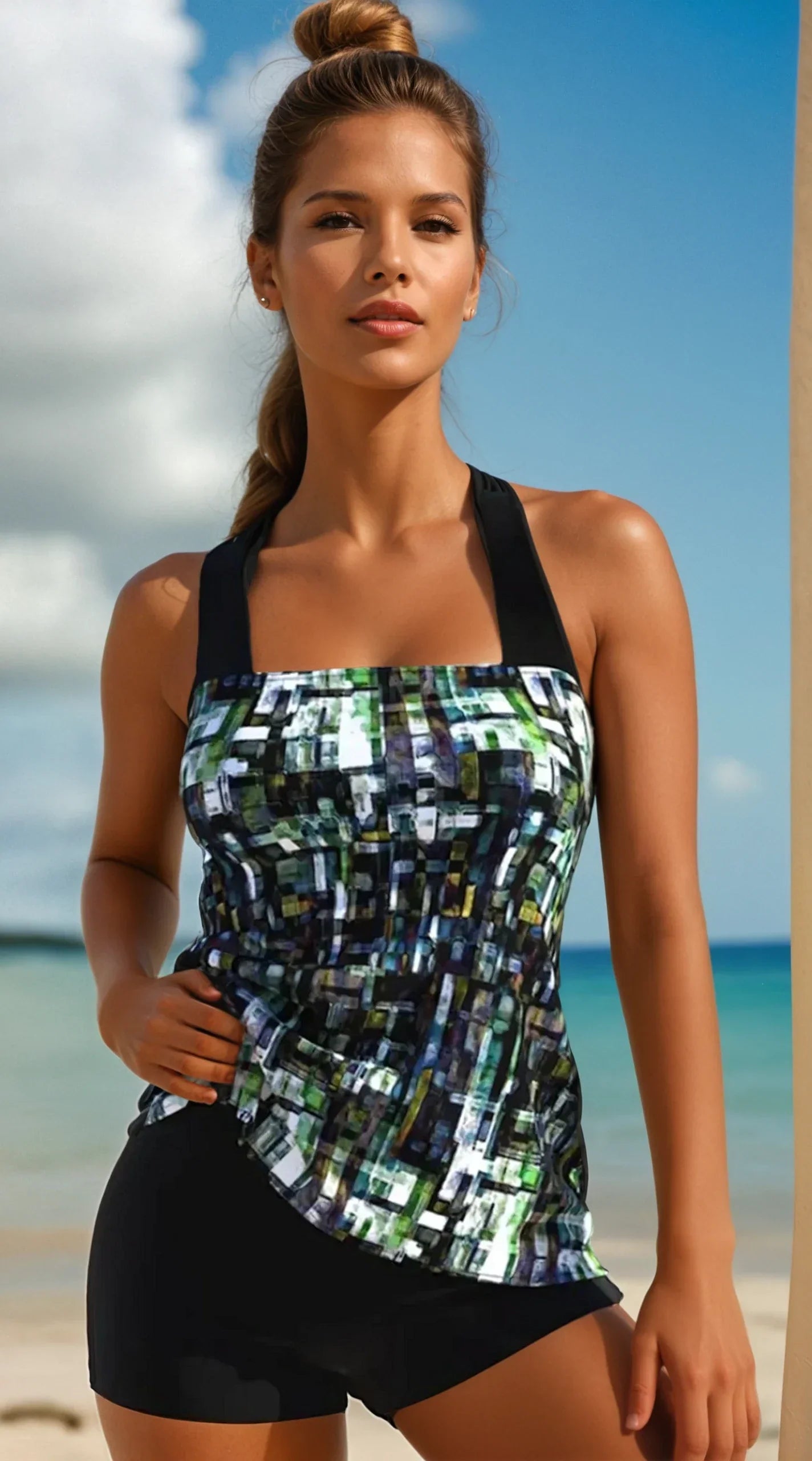 Flattering Tankini Set with Adjustable Straps and Bust Support