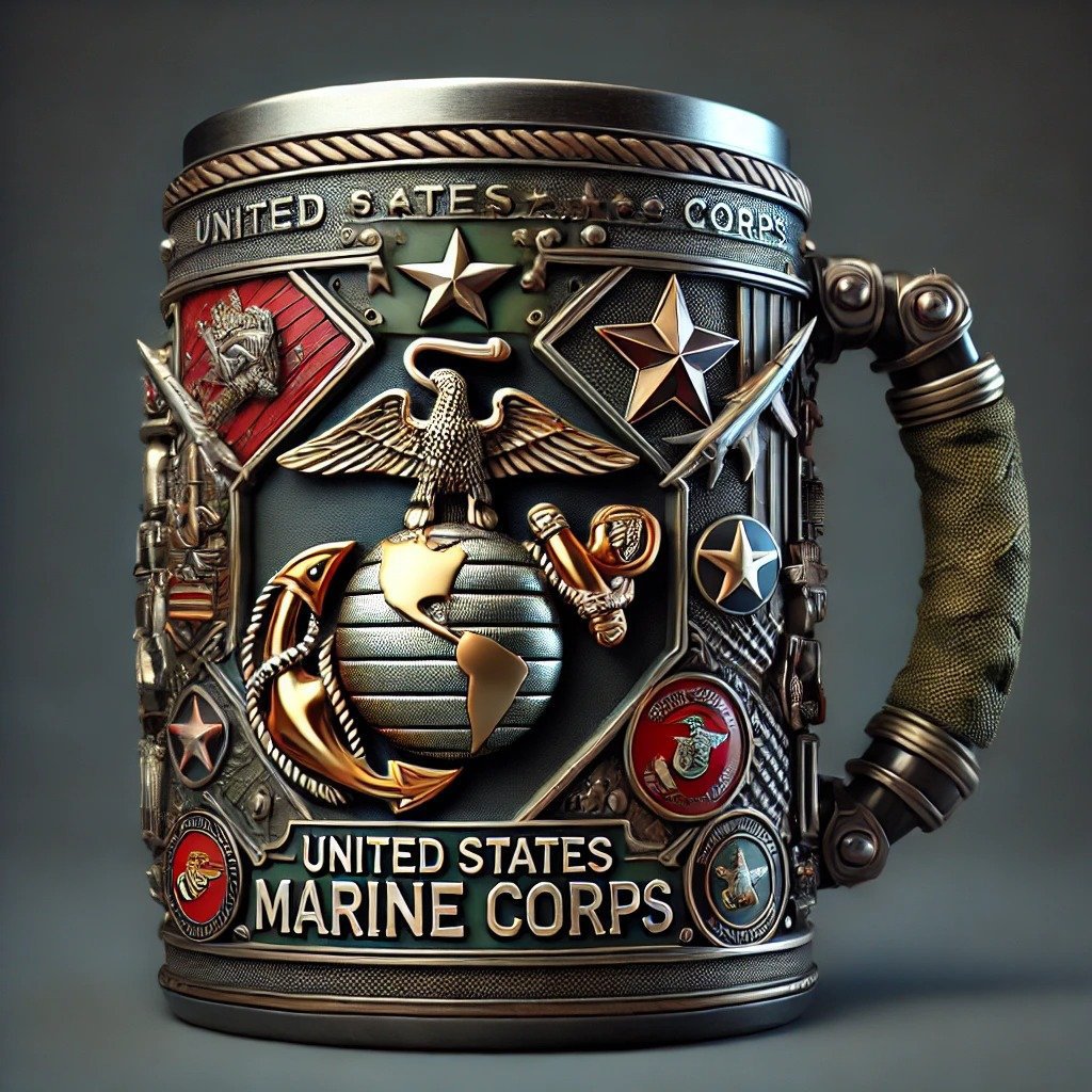Military Style Insulated Mug with 3D Tactical Design, 15 oz