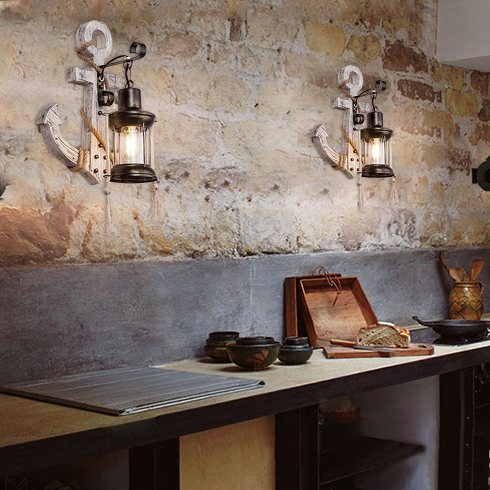 Wooden Anchor LED Wall Lamp
