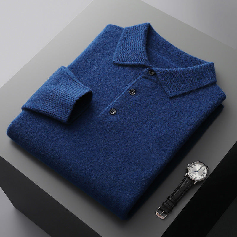 Men's 100% Cashmere Long Sleeve Polo Shirt