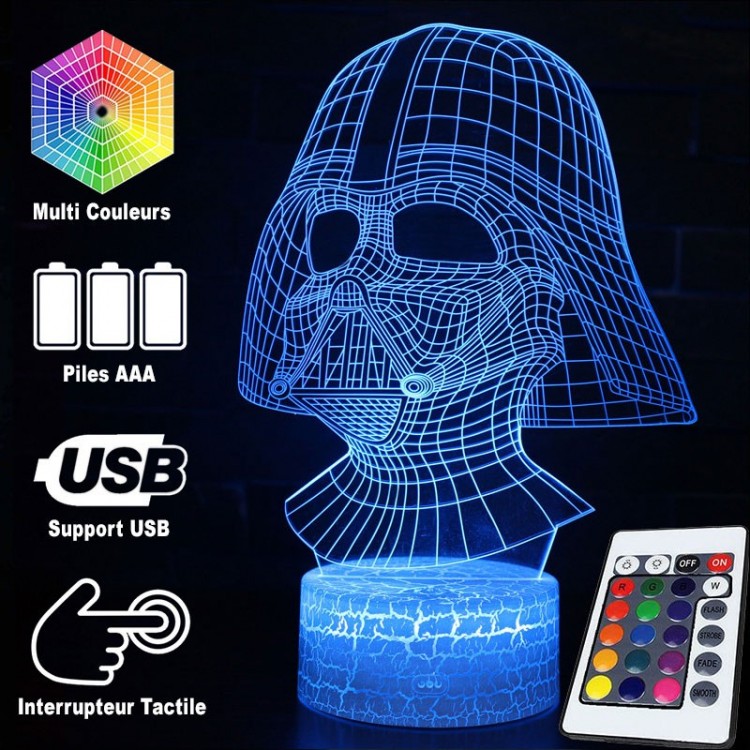 3D Darth Vader Helmet Lamp with LED Lighting
