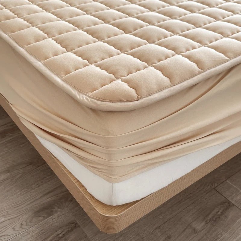 Quilted Grey Mattress Protector with Fitted Cover