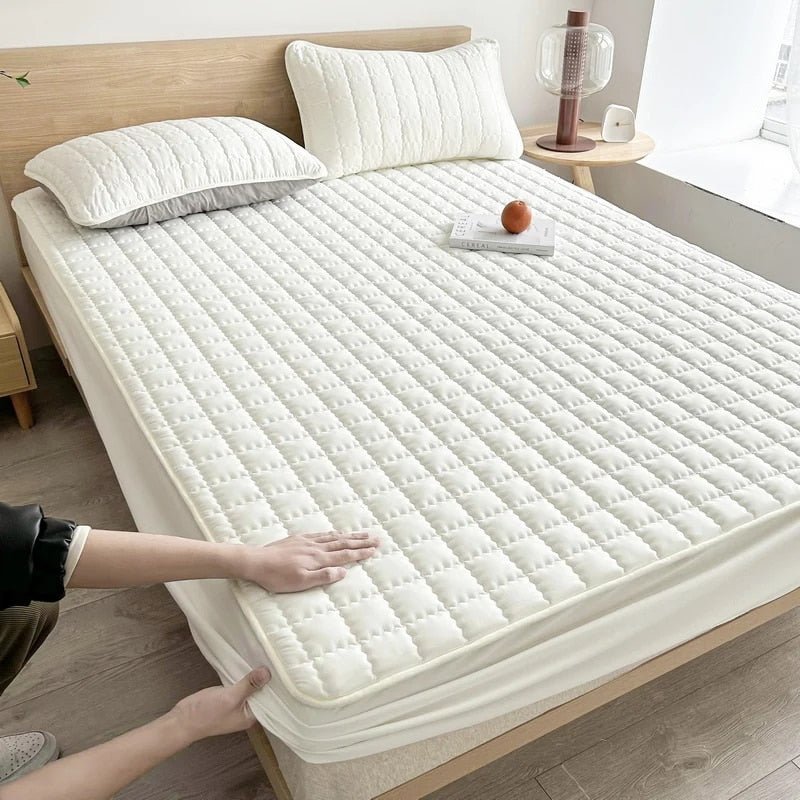Quilted Grey Mattress Protector with Fitted Cover