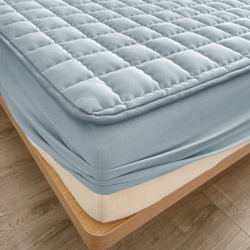 Quilted Grey Mattress Protector with Fitted Cover