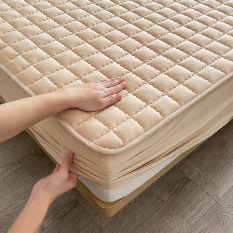 Quilted Grey Mattress Protector with Fitted Cover