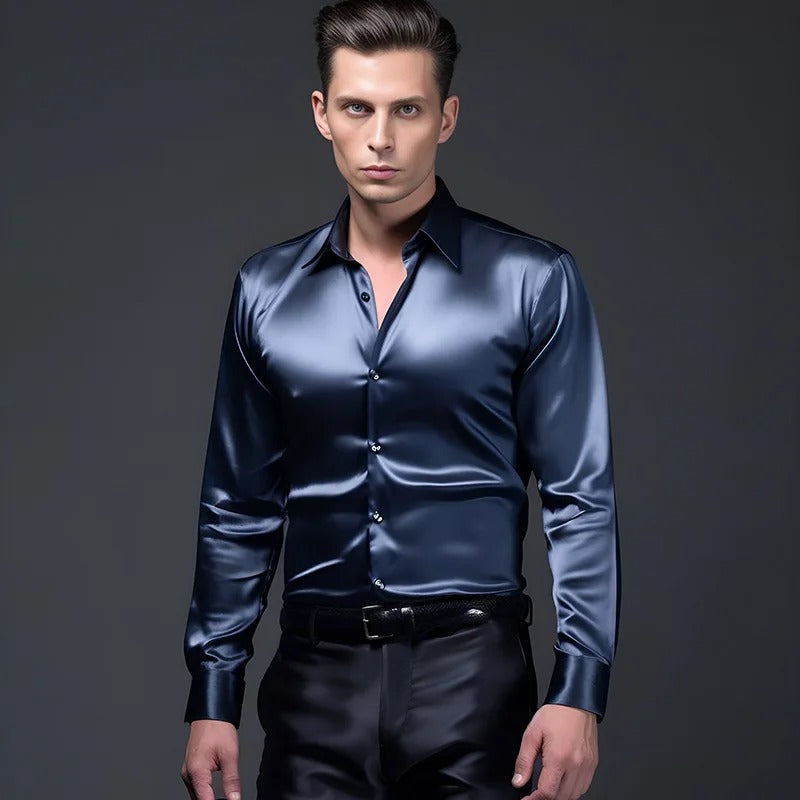 Slim Fit Men's Shirt with Refined Collar for Work and Casual Wear