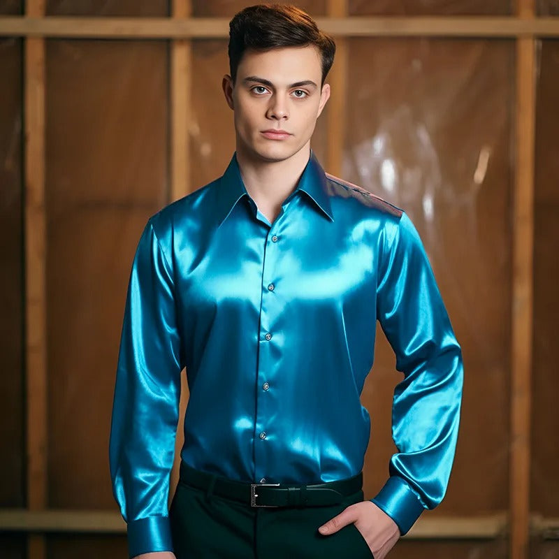 Slim Fit Men's Shirt with Refined Collar for Work and Casual Wear