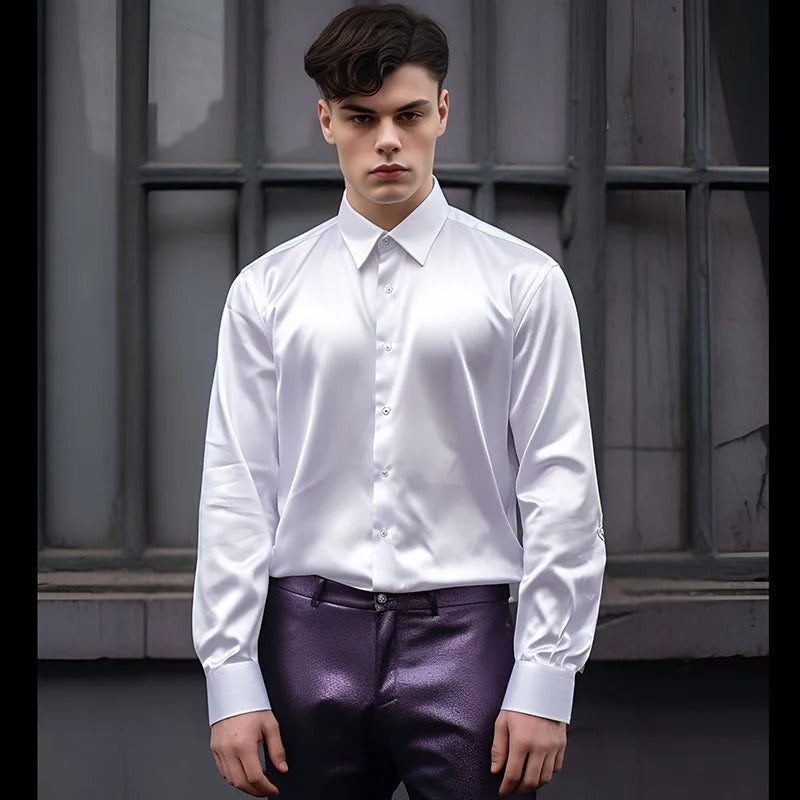Slim Fit Men's Shirt with Refined Collar for Work and Casual Wear